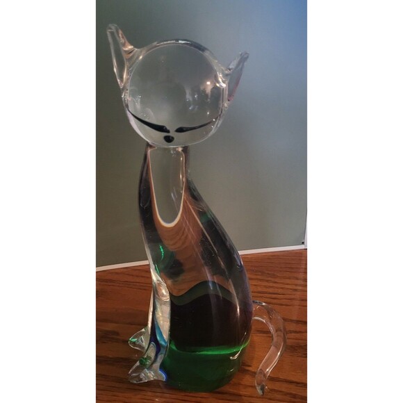 Murano Glass -Felix the Cute Kitten in Aquamarine Murano Glass - Picture 6 of 7